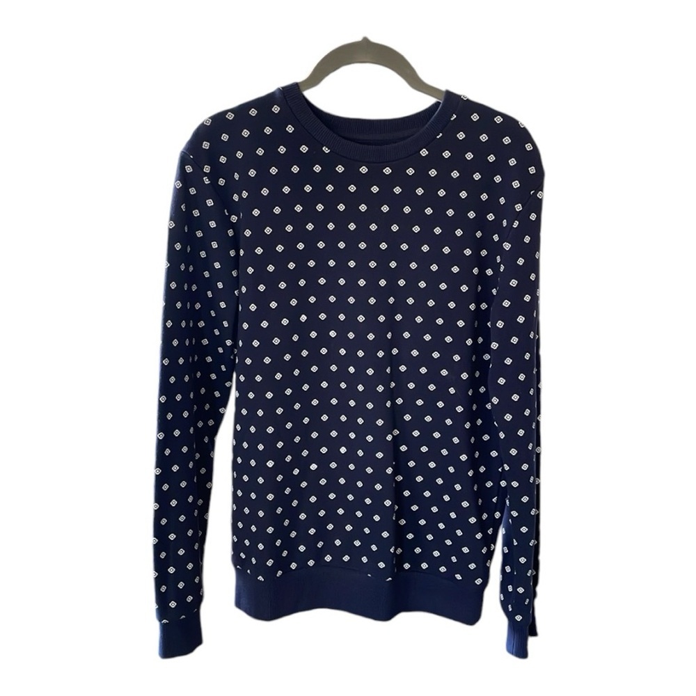 ♥️Forever 21 Men blue Crew Neck long sleeve Sweatshirt With Aztec Print, size XS